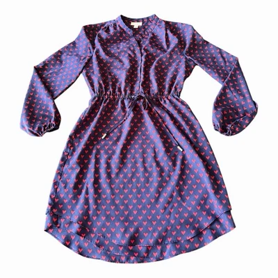 Maison Jules Women’s Floral Love Heart-Print Fit & Flare Dress Blue Size S - Image 1 of 4