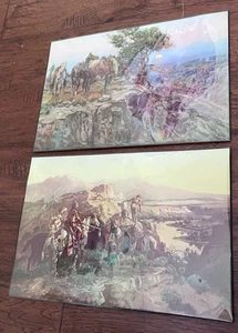 2 vintage prints 13.5 x 9.5" by Charles M Russell 1900-1930's - Picture 1 of 10