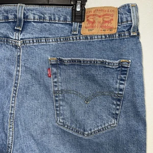 Jeans Levis 550 para Hombres 42x30 Azul Relajado Recto Tiro Medio Denim Lavado Medio Usados en Excelente Condición - Imagen 1 de 6