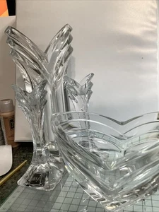 Vaso candelabro cristallo piombo 24% stile art deco vintage Mikasa ciotola voltiva - Foto 1 di 9