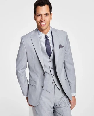 $425 NUEVO BAR III Para Hombres 42R Gris Delgado 3 Piezas Traje Con Chaleco y Pantalones de Vestir 32x32 Foto 1 de 4