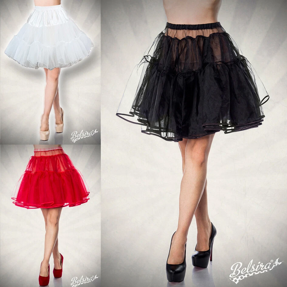 MARKENLOS Petticoat Rock Schwarz Weiß Rot 34-46 Organza Satin Tüll Dirndl Rockabilly Kleid