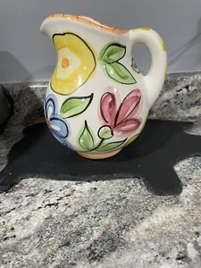 Vicki Carroll Pitcher Handcrafted Signed And Dated With Flowers Leaves 1998 - Picture 1 of 5