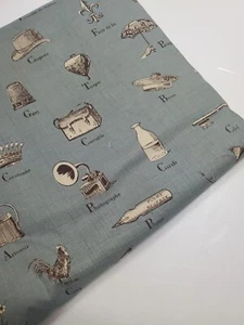 French General La Petite Ecole Moda Letters Icons Blue Sew Quilt FAT QUARTER - Picture 1 of 2