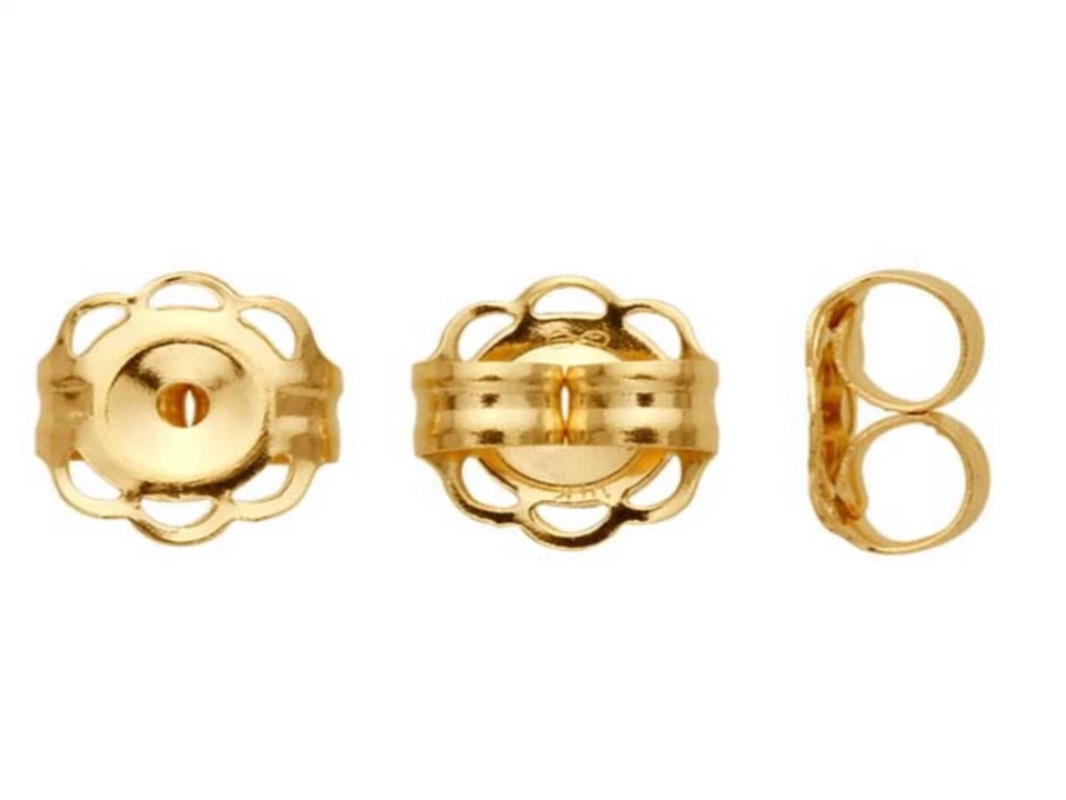 Pendientes de flores de filigrana de oro amarillo de 14 quilates de 5 mm con respaldo de tuercas de oreja Foto 1 de 1