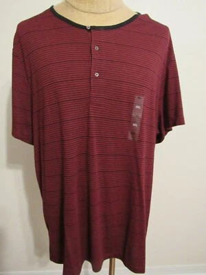 INC, MESITA CAMISETA HOMBRE NUEVA BORGOÑA/NEGRO RAYÓN BL MANGA CORTA RAYAS, TALLA 3XL Foto 1 de 4