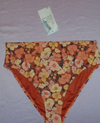 Calzoncillos de bikini con estampado floral Warehouse marrón cintura alta talla 10 etiquetas nuevas BNWT Foto 1 de 4