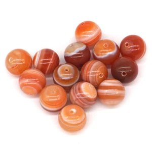 10 piezas espaciador de cristal de ágata roja natural a rayas de mal de ojo cuentas sueltas redondas de 14 mm - Imagen 1 de 5