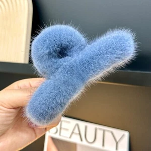Cute Women's Girls Real Mink Fur Hair Clip Hair Claw Bobby Pin Hairpin Barrette - Picture 1 of 13