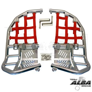 Honda TRX 250R Nerf Bars 88-89 Pro Peg Alba Racing Silver/Red 218-T7-SR - Picture 1 of 5