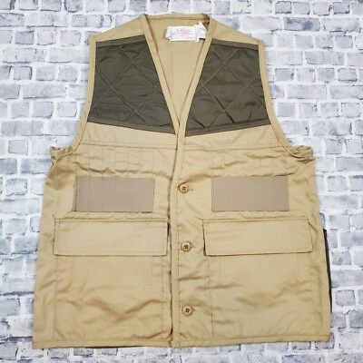 Vtg SafTbak Hunting Vest Mens Medium Jim Hunter Brown Canvas Button USA - Image 1 of 4