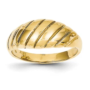 14k Yellow Gold Polished Scalloped Dome Ring CH255 Size 7 - Picture 1 of 1