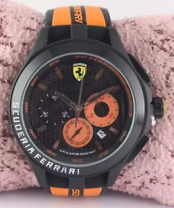 Luxury Ferrari Men Chronograph Black Dial With 'Date' Wristwatch Keep Good Time - Picture 1 of 9
