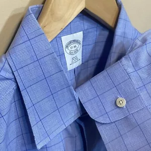 Camisa de Vestir Brooks Brothers 17 AJUSTE CEÑIDO Para Hombre Azul Cuadros Algodón Polo Talla XL - Imagen 1 de 8