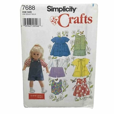 1990's Simplicity Doll Clothes Pattern 7688 Size 18" UNCUT - Image 1 of 2