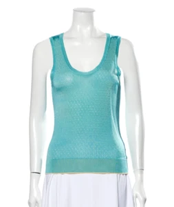 KENZO Damen Tanktop türkis blau Viskose Mesh Gr. M - Bild 1 von 8