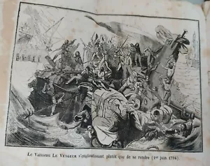 Le "Vengeur" épisode naval de 1794 Halbert d'Angers 1844 guerre navale 60 - Imagen 1 de 7