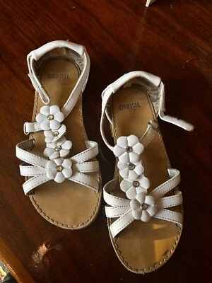 Sandalias Gymboree Flor con Estrás Gladiador Blancas Talla:13 Foto 1 de 3