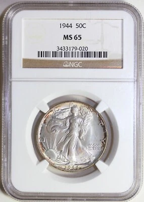 1944 P Walking Liberty Half Dollar NGC MS65, Lustrous Gem - Image 1 of 2