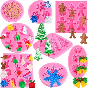 Christmas Silicone Molds Snowflake Molds Mini Xmas Fondant Chocolate Candy Cake - Picture 1 of 12