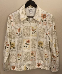Alfred Dunner Floral detail Zipper Jacket Women’s petite Size 12P Pocket - Picture 1 of 12