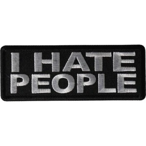 I Hate People Embroidered Sew On Iron On Biker Vest Patch - Picture 1 of 3
