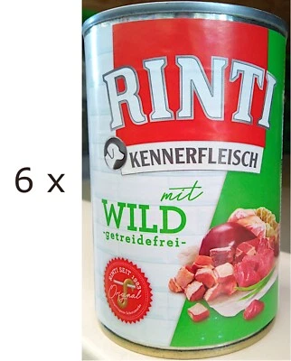 (EUR 9,15 / kg)   Rinti Kennerfleisch mit Wild Feuchtfutter für Hunde: 6 x 400 g - Bild 1 von 4