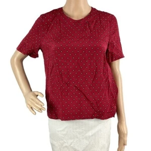 Madewell Silk Refined Tee in Foulard Dot Diamond Top Size S Red - Picture 1 of 7