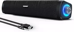 USB Computer Speakers w/ 3.5 Mm Aux LED Lights for Monitor Laptop Phone (Black) - Picture 1 of 9