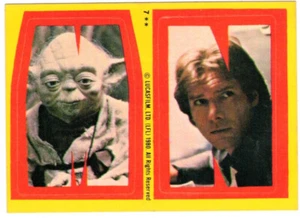 1980 pegatina Topps Empire Strikes Back S. 1 # 7 M&N - Yoda/Han (ex-mt) B - Imagen 1 de 2
