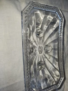 Vintage US Glass Co. Embossed Greek Key Crystal Celery Dish 8.5" X 4.5" #14 - Picture 1 of 5