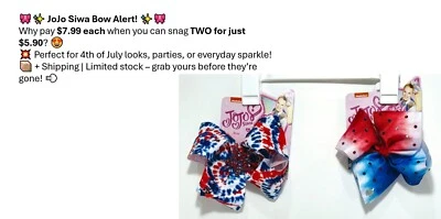 Nickelodeon 🌟 JoJo Siwa Patriotic Bow Mix – 2 Pack Bundle 🌟 - Image 1 of 4