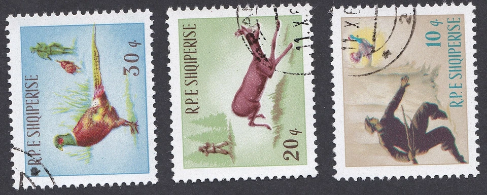 Conjunto de estampillas usadas de caza Michel de Albania 1965 982/984 Foto 1 de 1