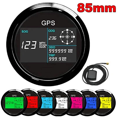 85mm Marine Boat GPS Speedometer Odometer Meter 0-999km/h Speed Gauge Waterproof - Image 1 of 4