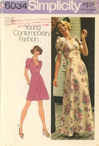 Simplicity 6034 Flared Dress w Shaped Waist, Self Knot Over Gathers Sz 12 CUT - Picture 1 of 5