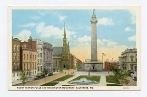 Mount Vernon Place and Washington Monument in Baltimore, MD Color Postcard - Imagen 1 de 2