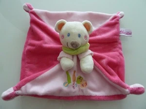 *. DOUDOU PLAT POMMETTE OURS SOURIS ROSE FOULARD BANDANA VERT 123 QUILLE NEUF* - Imagen 1 de 5
