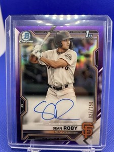 Sean Roby 2021 Bowman Chrome /250 Auto Purple Refractor Rookie Giants RC SP 1st