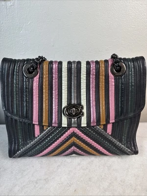 Coach  Rainbow Parker With Colorblock Quilting And Rivets Leather Bag 26848 READ - Image 1 of 4
