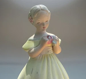 Vintage handbemalte Figur 1950 Holland Form Keramik Mädchenzimmer Ballkleid - Bild 1 von 6