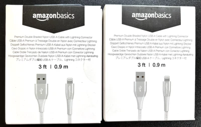 2x Amazon Basics USB-A to Lightning Cable Cord for iPhone iPad,3ft,MFi-Certified - Image 1 of 4
