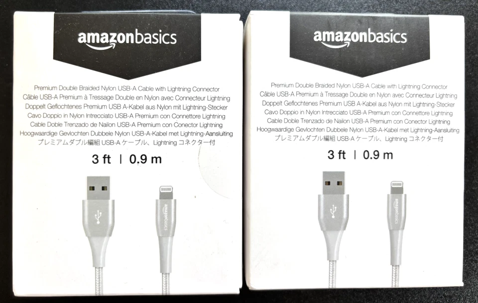 2x Amazon Basics USB-A to Lightning Cable Cord for iPhone iPad,3ft,MFi-Certified - Image 1 of 4