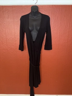 Vestido Diane von Furstenberg DVF Clássico Preto Midi Vintage LBD Tamanho EUA 10 - Imagem 1 de 4