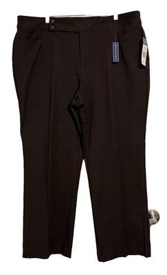 Pantalones para mujer CHAPS NUEVOS CON ETIQUETAS talla grande 20W calce adelgazante longitud corta marrón chocolate Foto 1 de 4