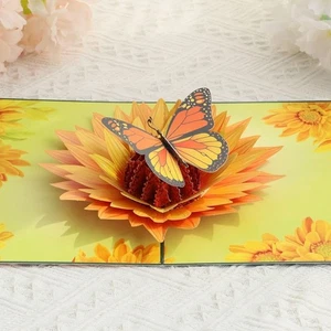 Blessing Flower Butterfly Gift Card 3D Pop-Up Greeting Card Mother's Day - Picture 1 of 12