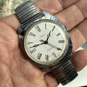 Vintage 1969 Timex Electric Men’s Watch 9434 4070 Roman Numerals Stainless Steel - Picture 1 of 7