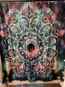 Cosmic Mandala Beautiful Colorful Design Shower Curtain - Picture 1 of 9