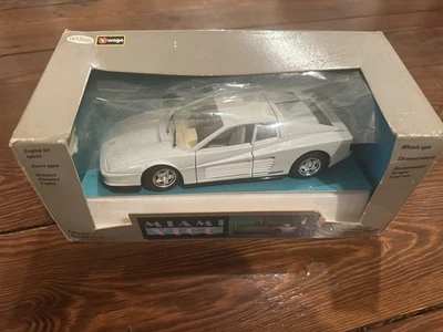 Burago Testors Miami Vice 1:24 Ferrari Testarossa Die Cast Metal Original Box - Image 1 of 4