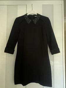 Little Black Dress Black Ted Baker Dress With Jewelled Collar Detail Size 2 UK10 - Picture 1 of 10