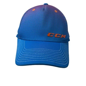 CCM Halftone Structured Flex Fitted Hat Cap S/M Hockey Equipment Blue Orange Dad - Picture 1 of 11